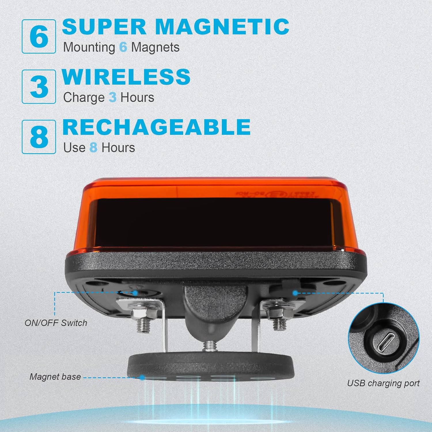 Thumbnail 4 de Agrieyes 2er Set wiederaufladbare Magnet-Blinkleuchten als Warnlicht für LKW, Bus, Traktor & Anhänger