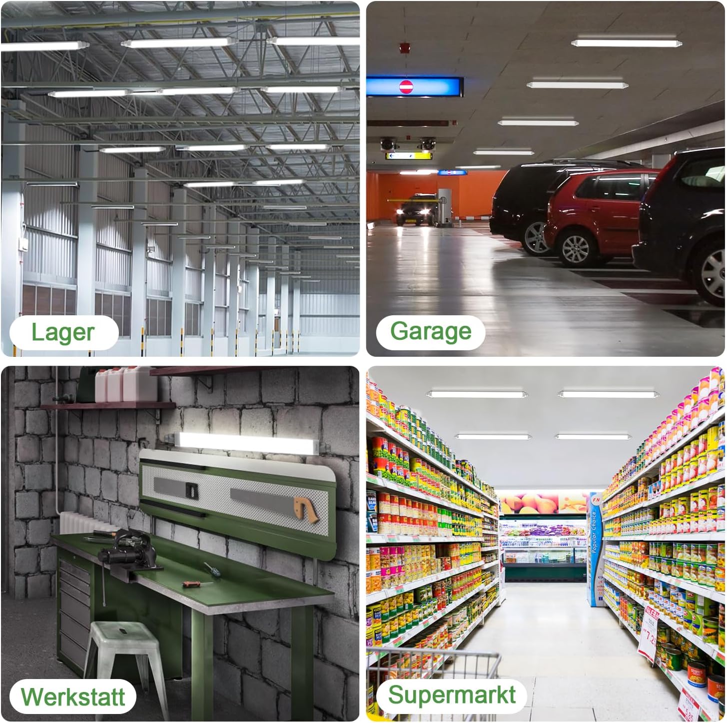 Detalle de TONFFI LED-Feuchtraumleuchte 60 cm (3er-Set), verknüpfbar, 4000K, IP65, 18 W