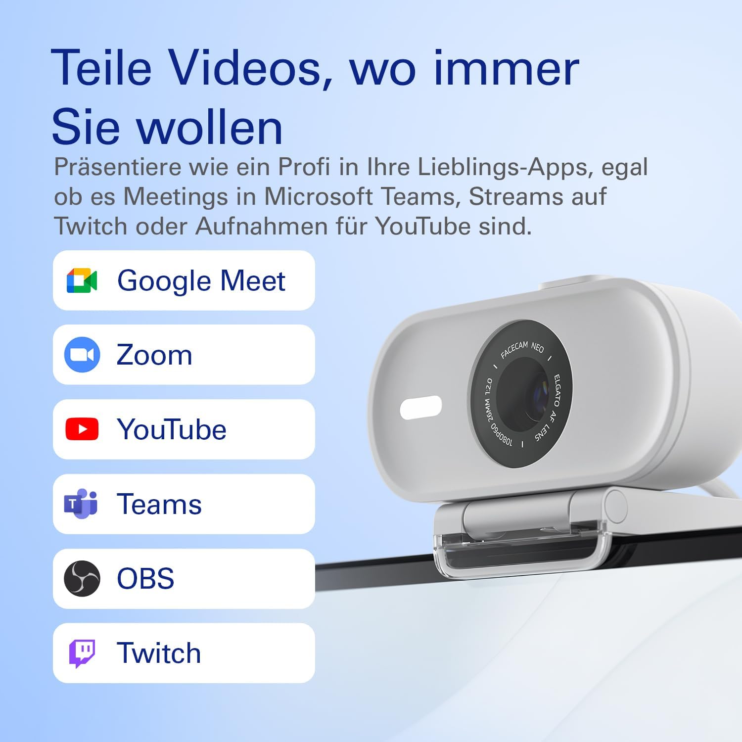Thumbnail 3 de Elgato Facecam Neo – Full-HD-Webcam mit Sichtschutz, HDR und Plug & Play