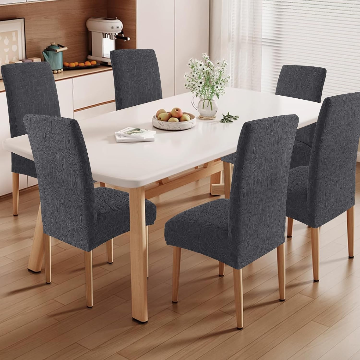 Detalle 2 de Ystyle Housse De Chaise 6 Pièces Gris foncé