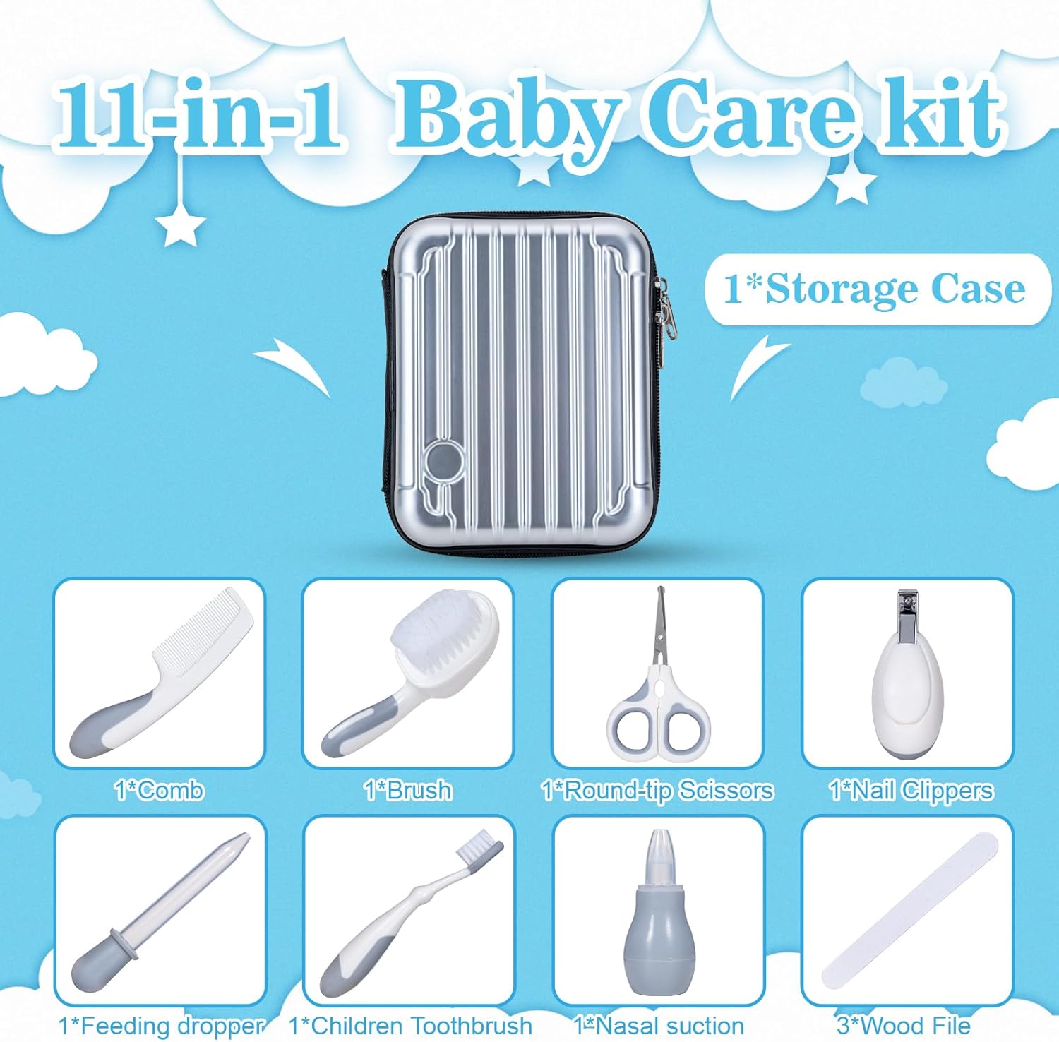Thumbnail 1 de Little Angel Baby Healthcare and Grooming Kit (Newborn Nursery Care Set) with Brush, Comb, Nail Clipper & Nasal Aspirator