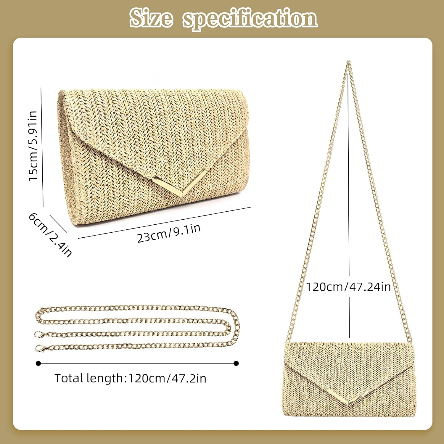 Detalle de Cckuu Women Straw Clutch Bag – Lightweight Woven Raffia Evening Bag for Summer