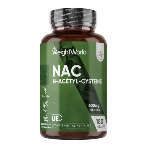 Detalle de WeightWorld NAC N-Acetyl-Cystéine 600 mg en gélules — Vegan, 180 gélules (6 mois)