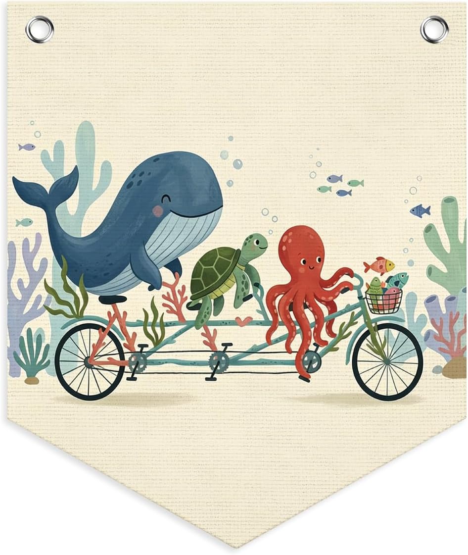Detalle de URYRJGH Sea Animal Wall Banner, 14 x 12.4 Inches