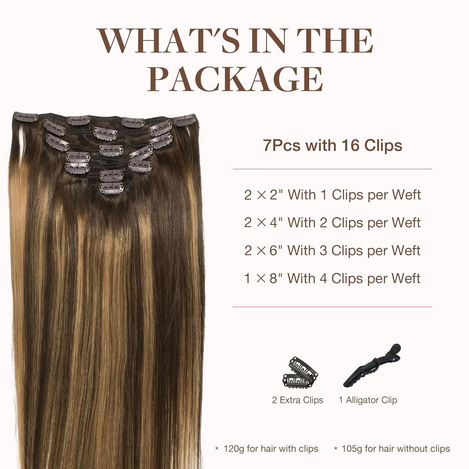 Thumbnail 1 de GOO GOO Clip-in Echthaar-Extensions 45 cm (120 g, 7 Clips) Braun/Blond 4/27/4