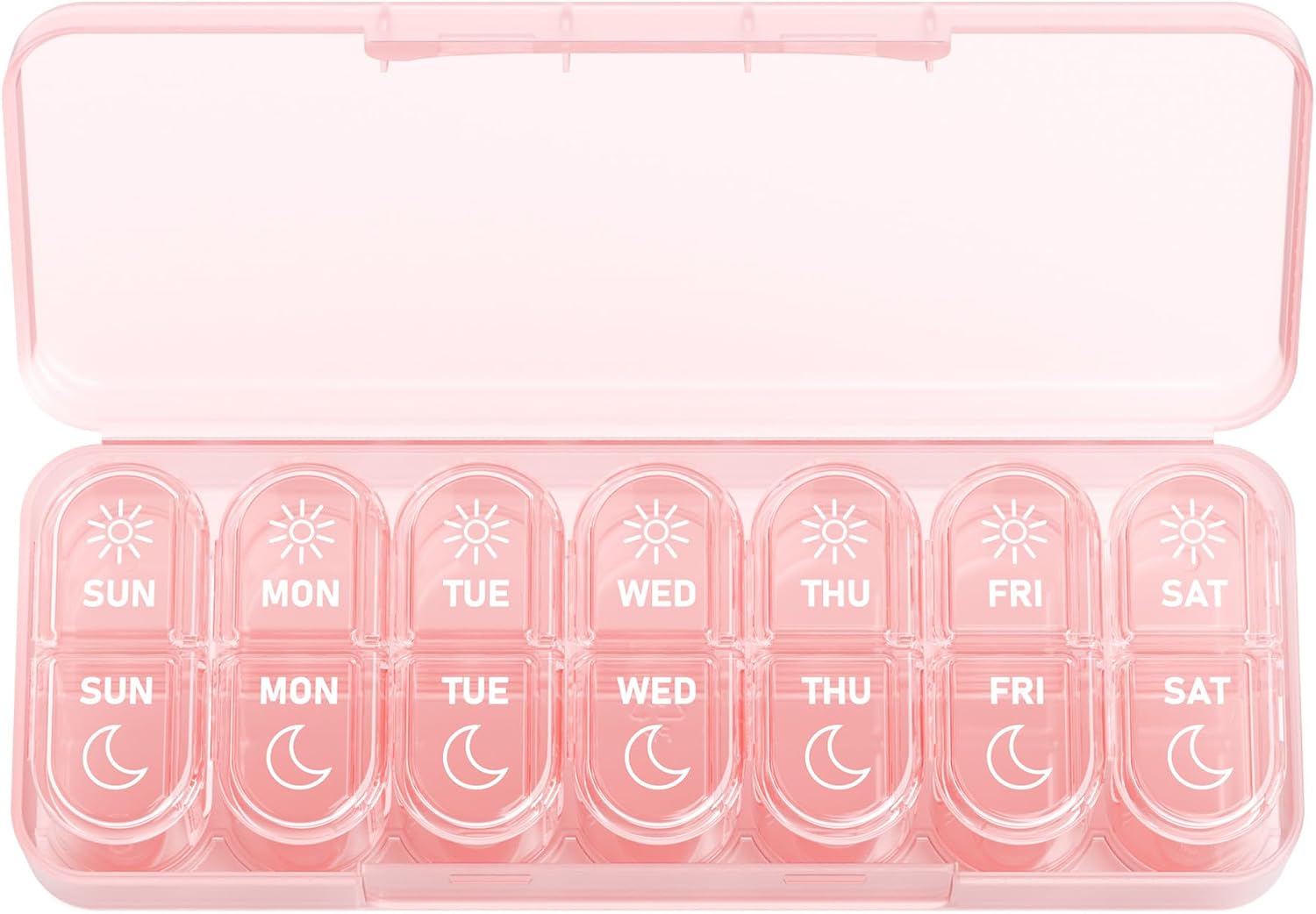 Detalle de Daviky A-2741 Weekly Pill Organizer, Pink AM/PM Travel Box