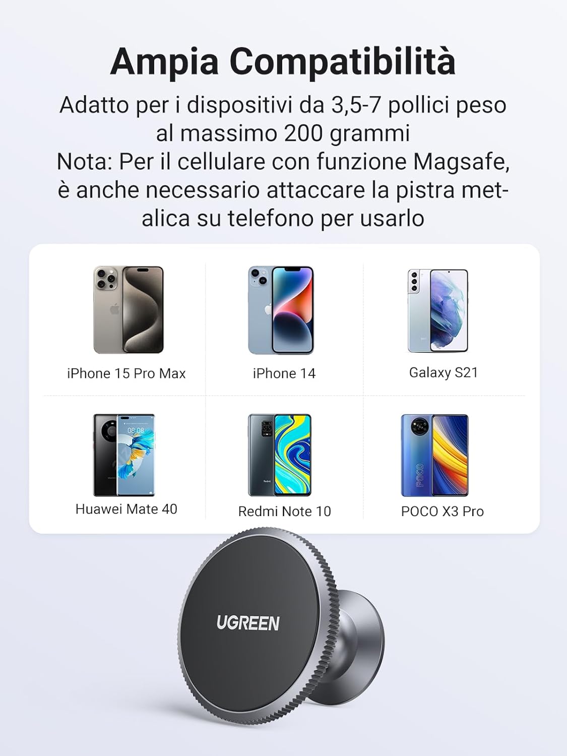 Detalle 2 de UGREEN Supporto Magnetico 2 in 1 per auto