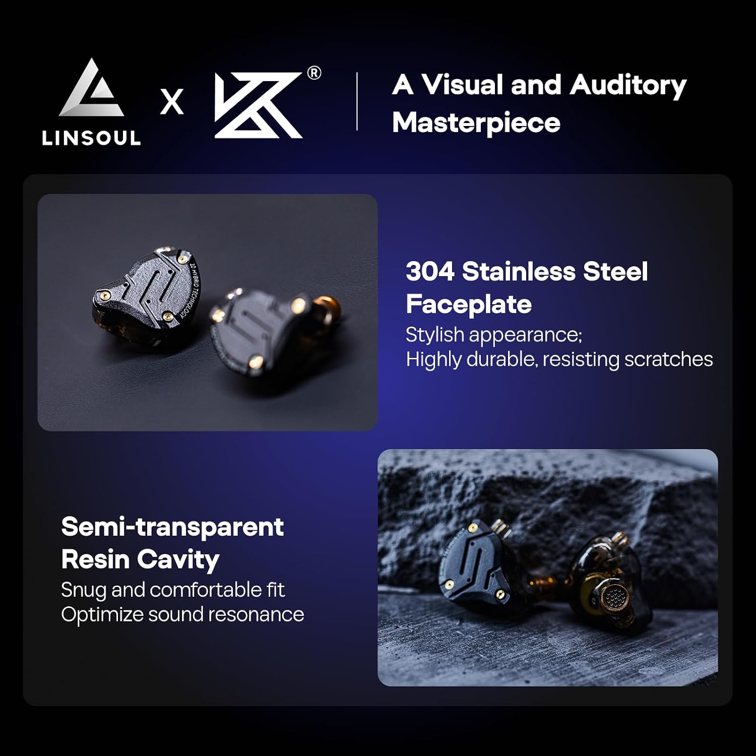 Detalle de Linsoul KZ ZS10 Pro – In-ear ibridi cablati 4BA+1DD con conchiglia in acciaio e cavo staccabile
