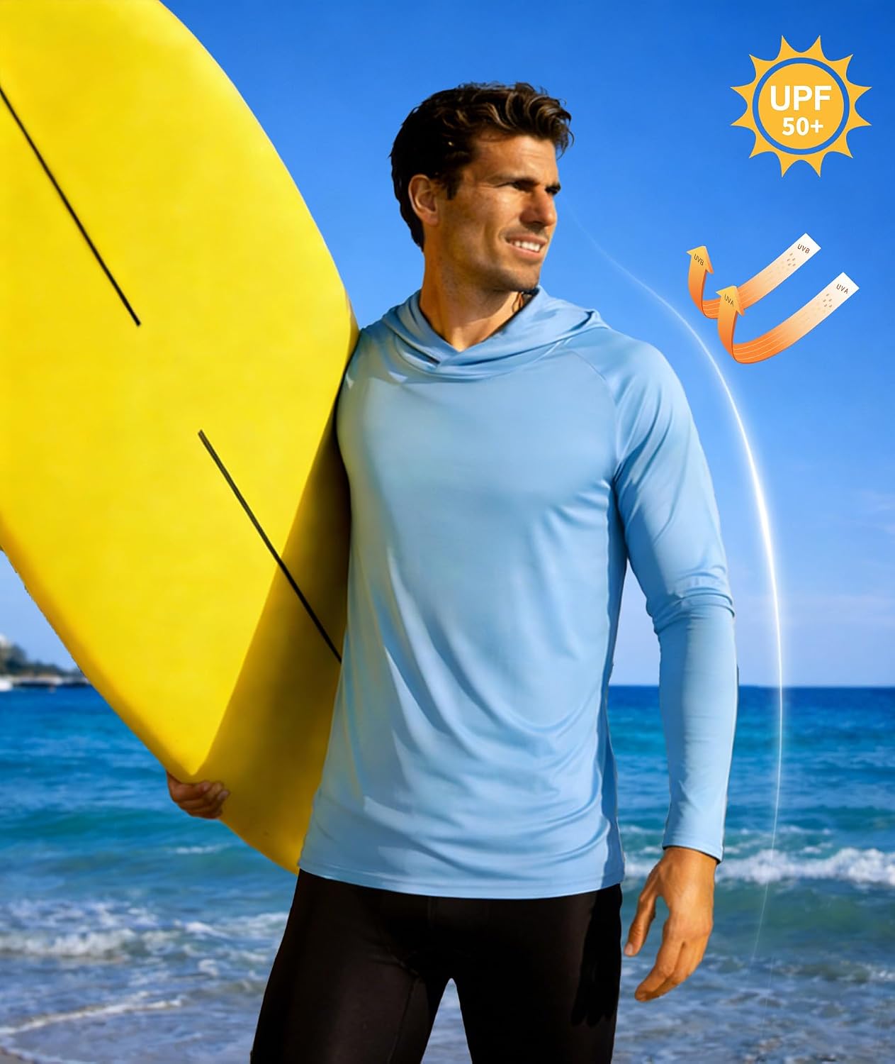Detalle de ZITY 5 Pack Mens UPF 50+ Hoodie Shirts: Sun Protection, Fast-Dry Hoodie Tops for Active Outdoors