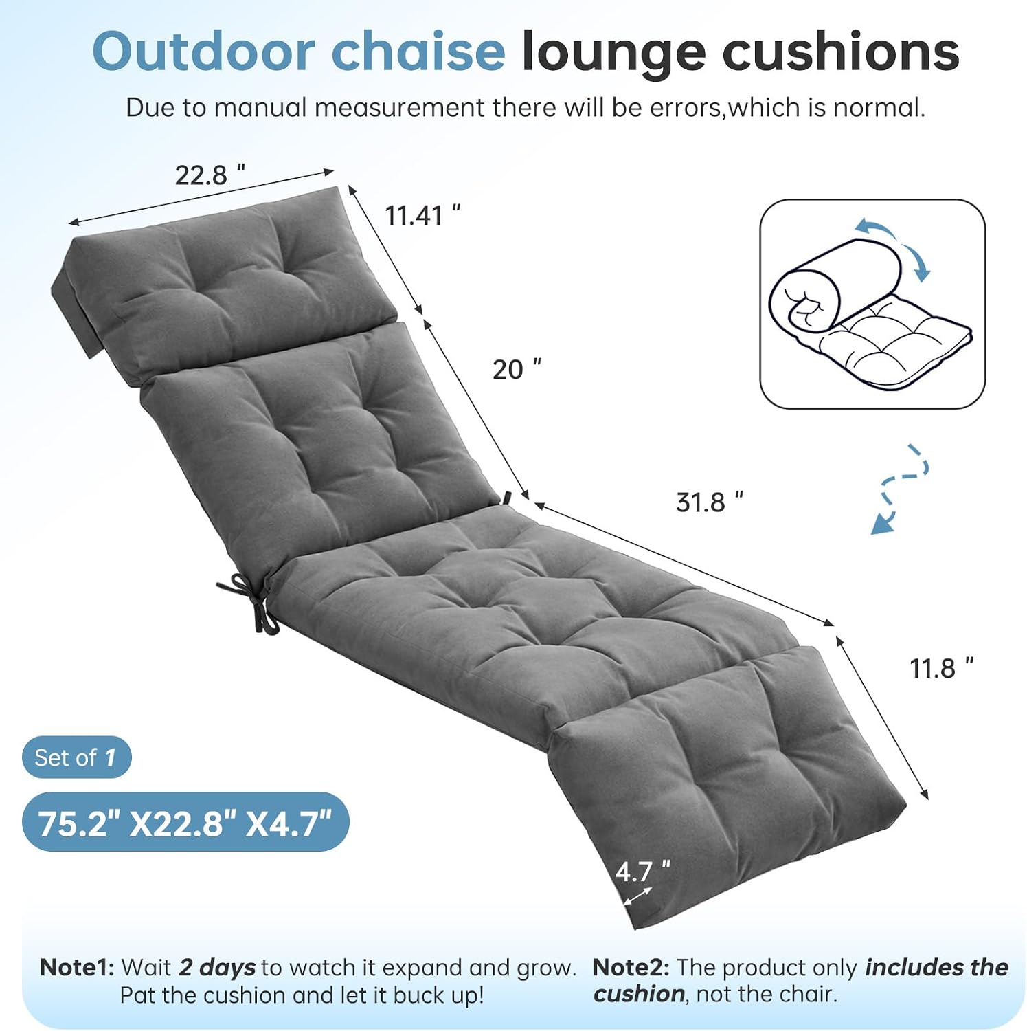 Detalle de Aoxun chaise lounge cushions