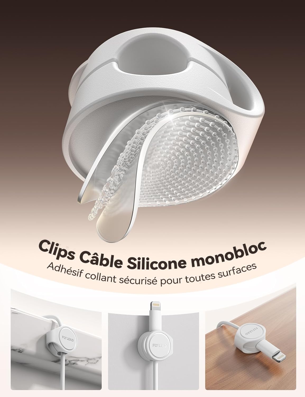 Thumbnail 2 de FLYLEAD 8 Pièces Clips Câble en Silicone