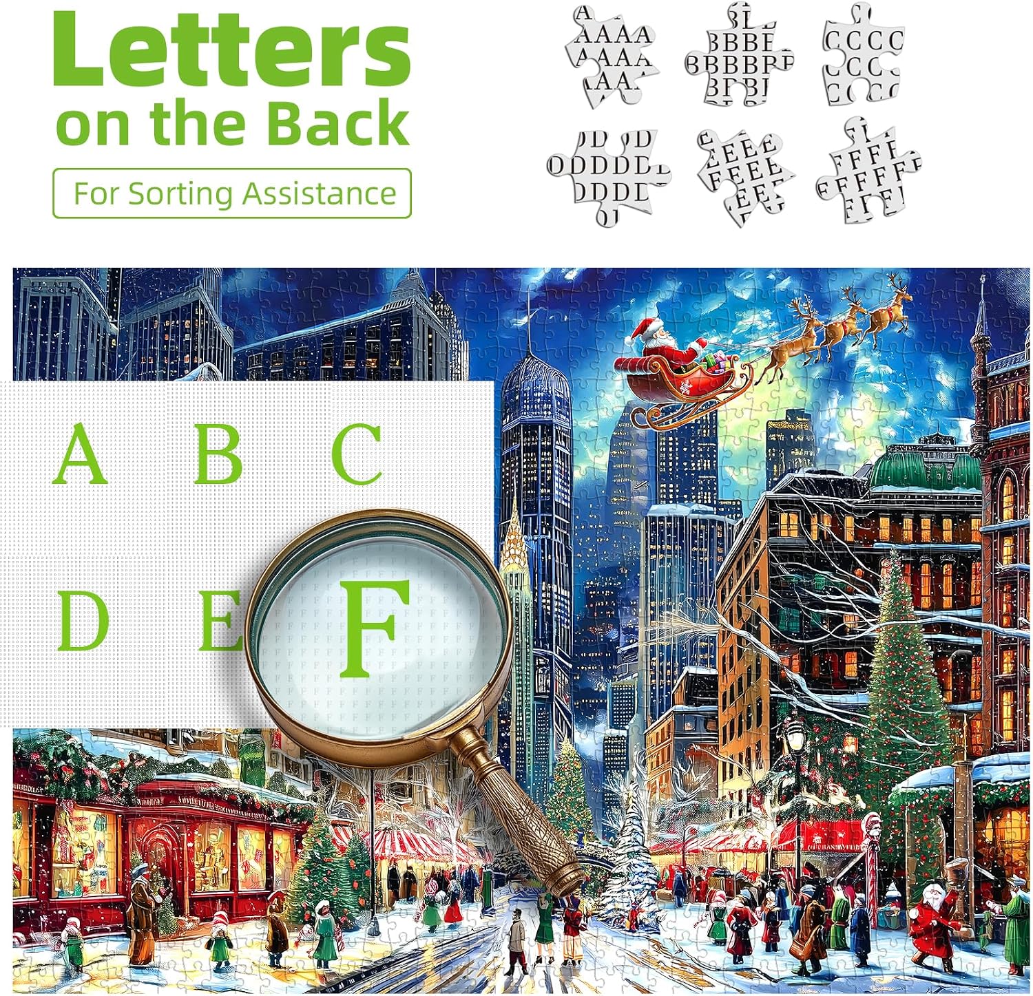 Detalle de Blueforest BFJIUJIU-00243 Christmas Jigsaw Puzzle, 1,000 Pieces, City Night Scene