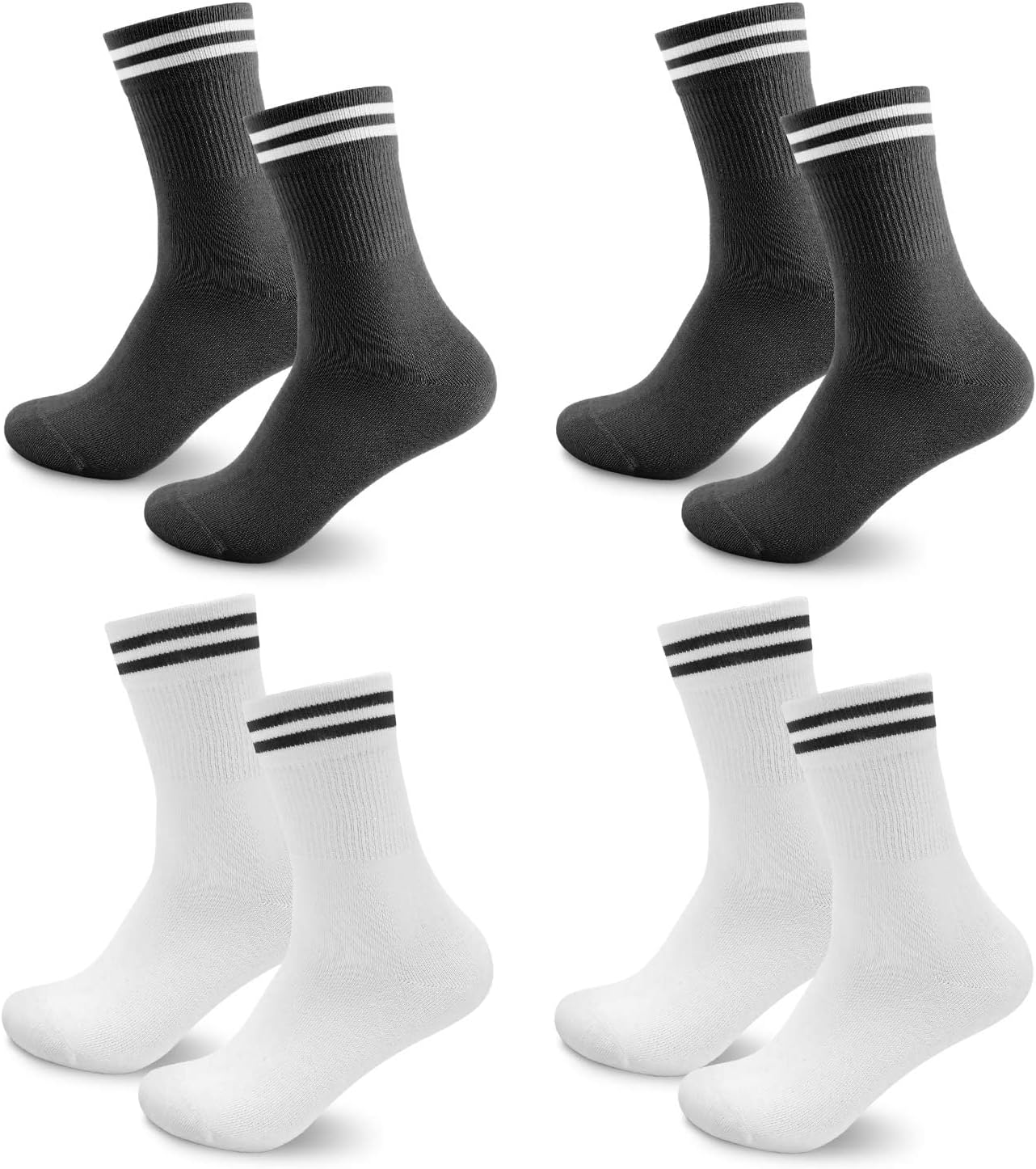 Thumbnail 4 de Smart Sir Socken – Herren & Damen langes Baumwoll-Sportduo, 4/8 Paar, Weiß/Schwarz