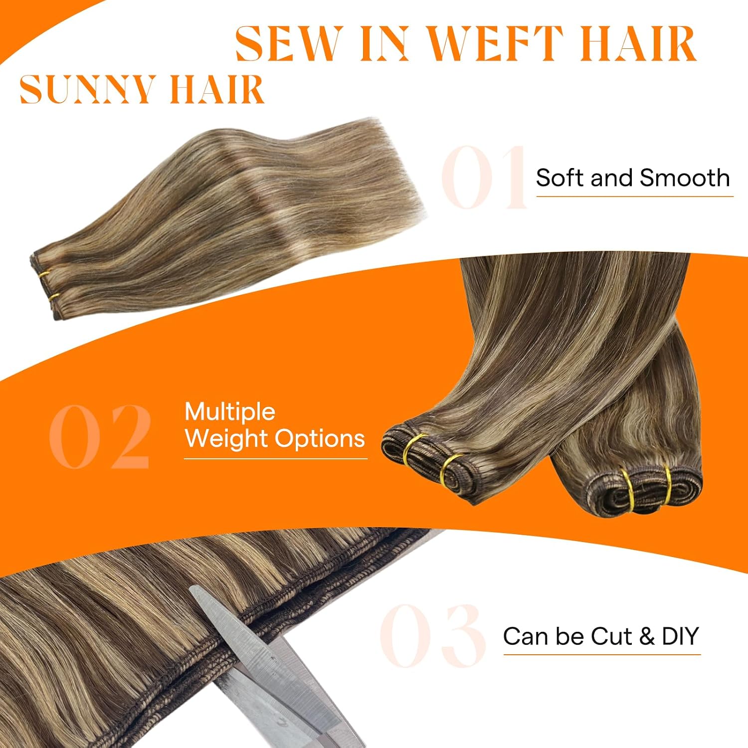 Thumbnail 3 de Sunny Hair HW_P4-27_18 Human Hair Weft Extensions, 18-Inch, 100 g