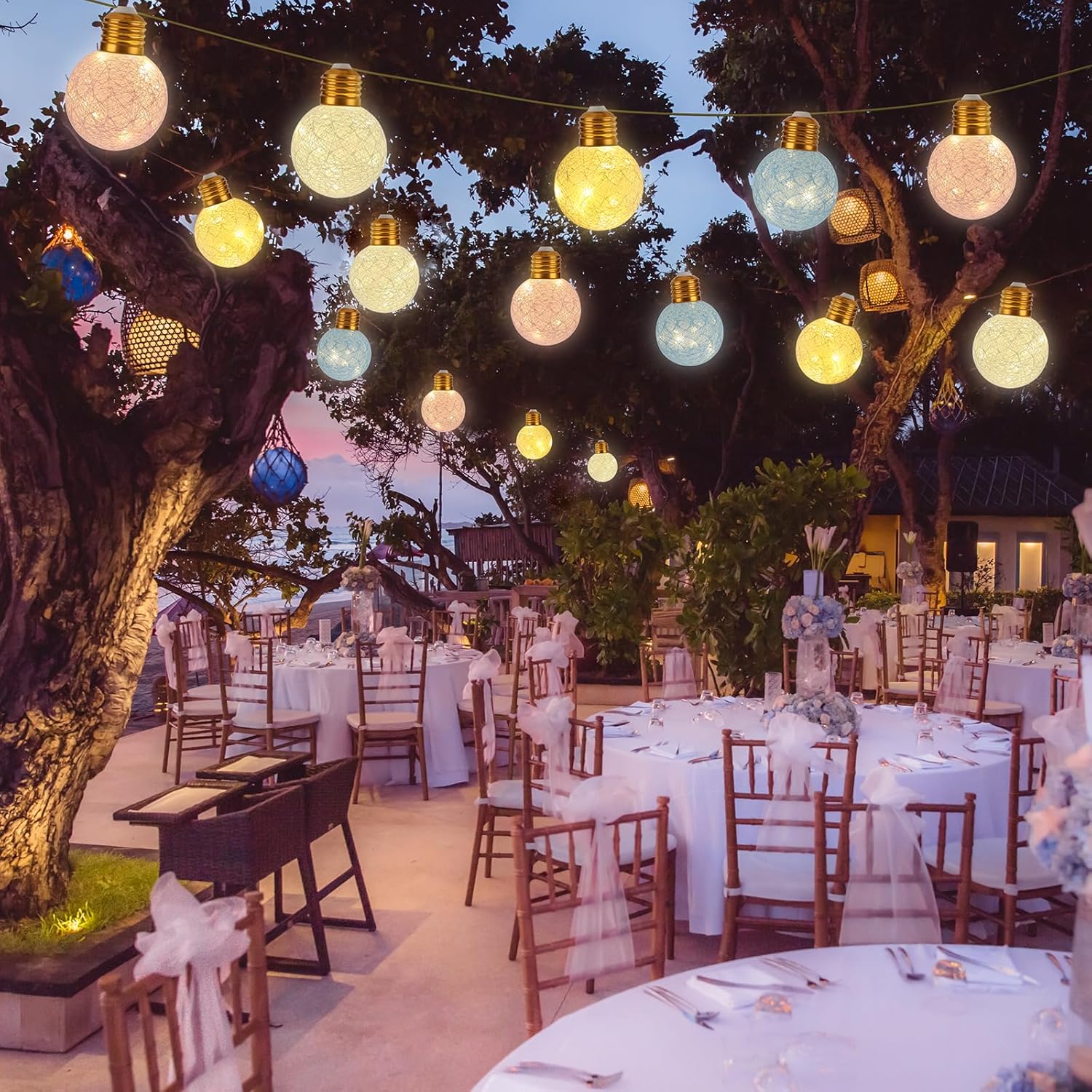 Thumbnail 5 de Qedertek Solar Lichterkette außen wetterfest, 6 m mit 16 Cotton Balls & 160 LEDs (warmweiß)