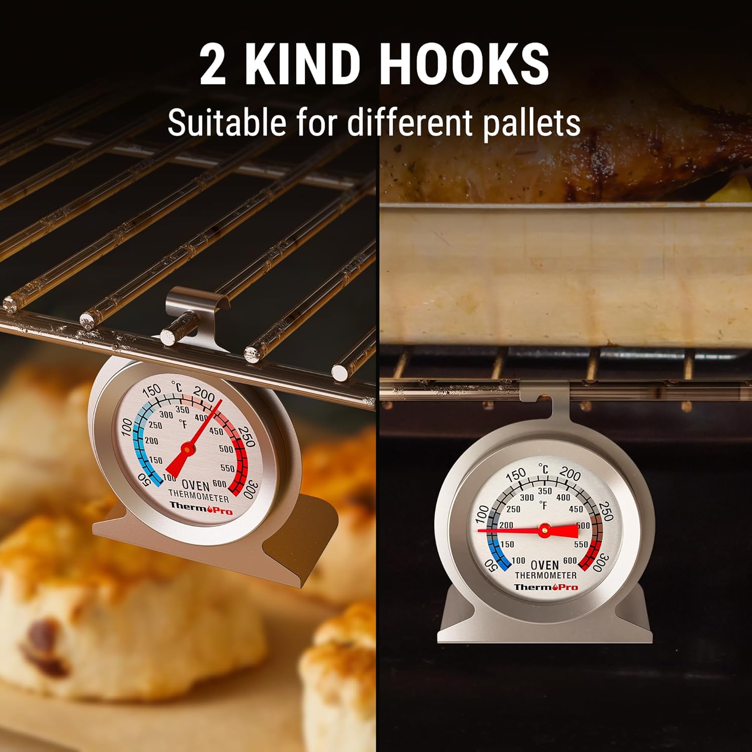 Detalle de ThermoPro oven thermometer with stainless steel dial and tempered glass (inside oven temperature gauge)
