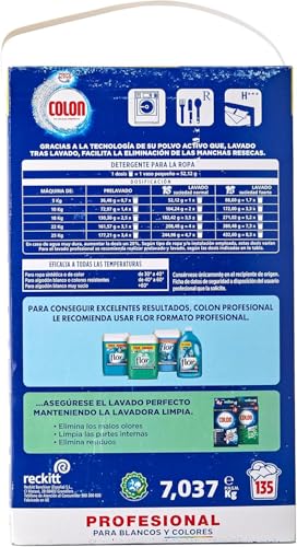 Detalle 2 de Colon Polvo Activo Detergente para lavadora (135 dosis, 7.037 kg) – suitable para ropa blanca y de color