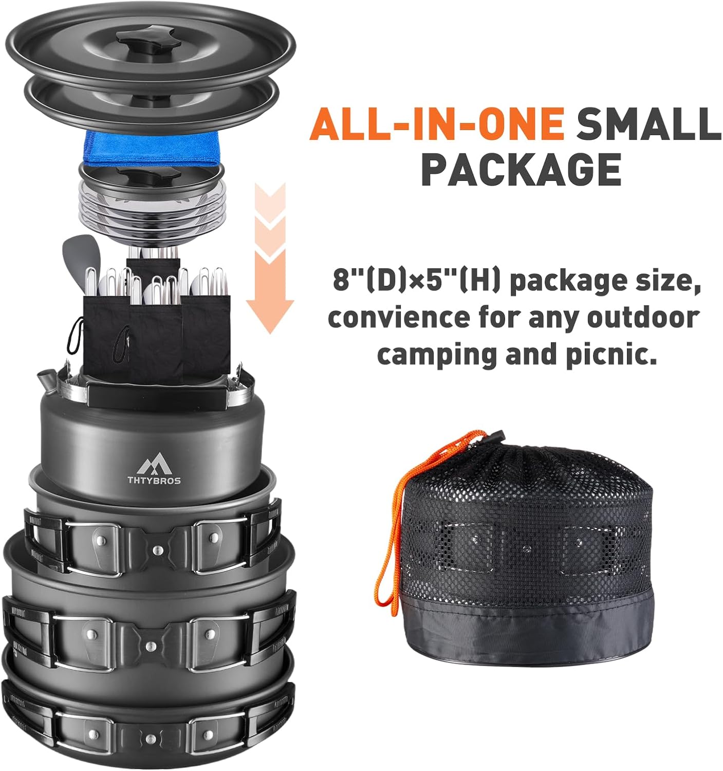 Detalle 2 de 27-teiliges Camping-Kochset für 2–4 Personen – All-in-One Outdoor-Küche