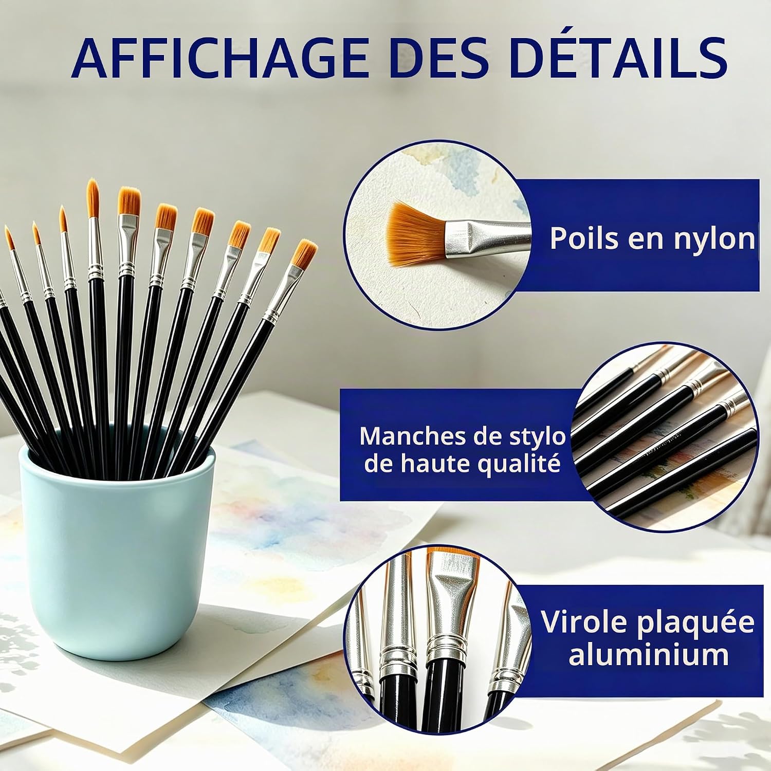 Thumbnail 2 de AiTodos HHB-12Black penselset met 12 nylon penselen voor acryl, olie en aquarel