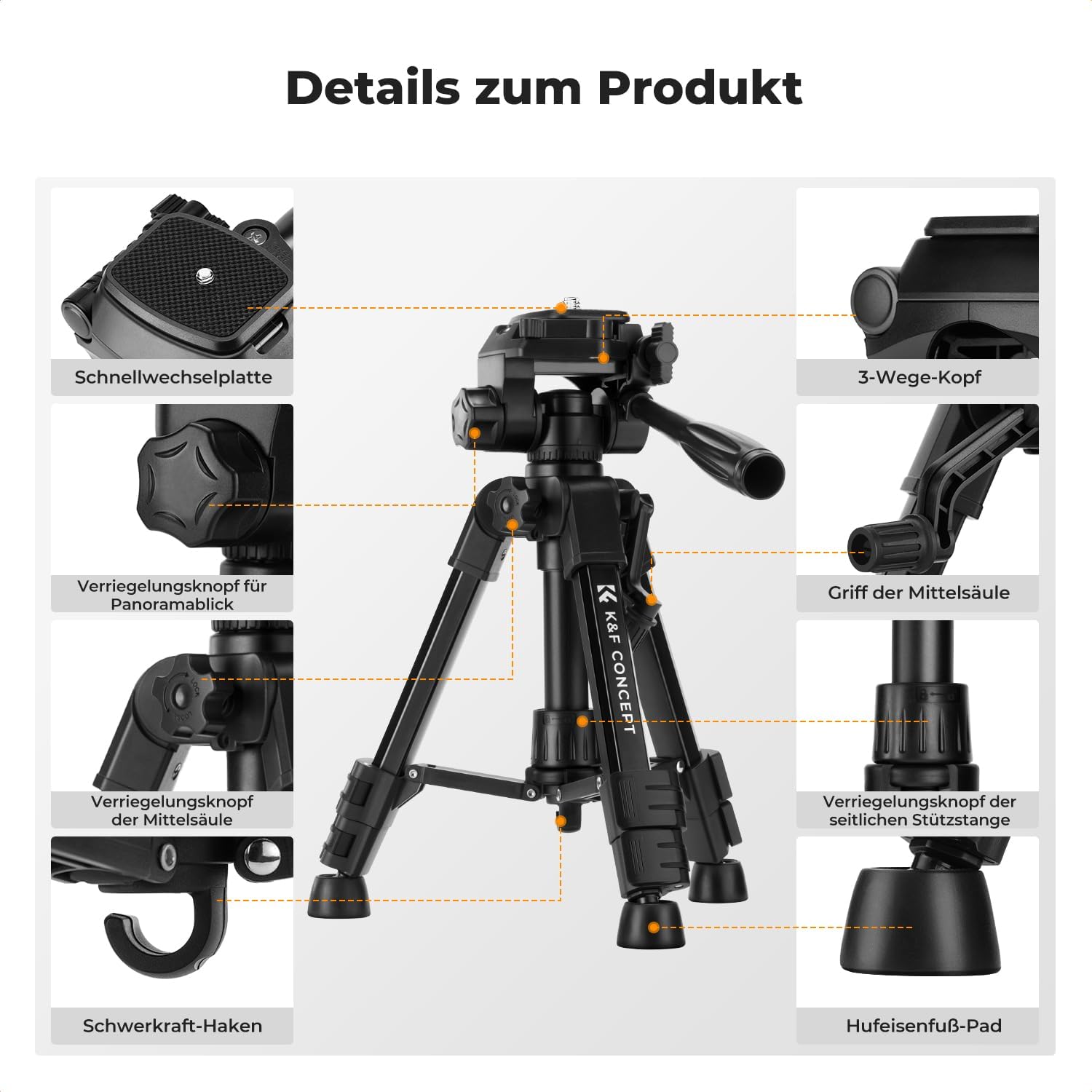 Thumbnail 3 de K&F CONCEPT Mini Tischkamerastativ S233A0 – kompakt, flexibel und stabil für Kamera, Smartphone und Co.