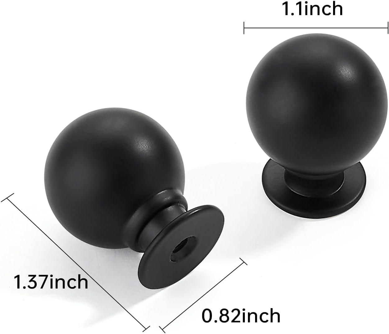 Thumbnail 1 de CABDM 10-Pack Matte Black Zinc Cabinet Knobs, 1.1-Inch Vintage Ball
