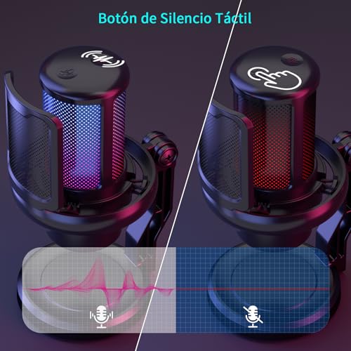 Thumbnail 4 de K KASONIC Micrófono para Gaming con RGB: sonido claro, filtrado y iluminación integrada para PC/PS4/PS5