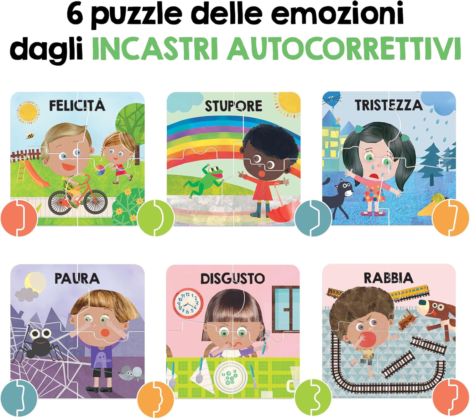 Detalle 2 de Headu - Primi Incastri Emozioni: Manualità e Curiosità per i Piccoli (1–4 anni) – Made in Italy