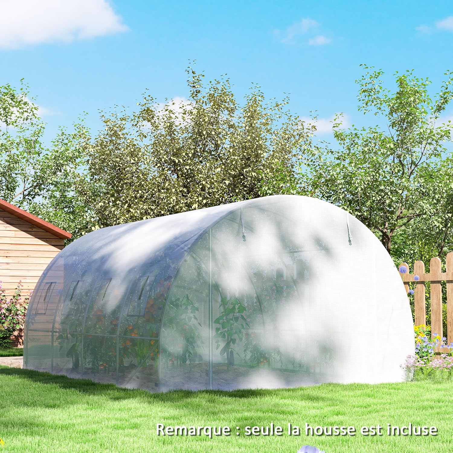 Thumbnail 5 de Outsunny Bâche de Rechange Serre Tunnel 12 m² – 4 x 3 x 2 m, PE Anti-UV, 8 fenêtres et porte enroulable