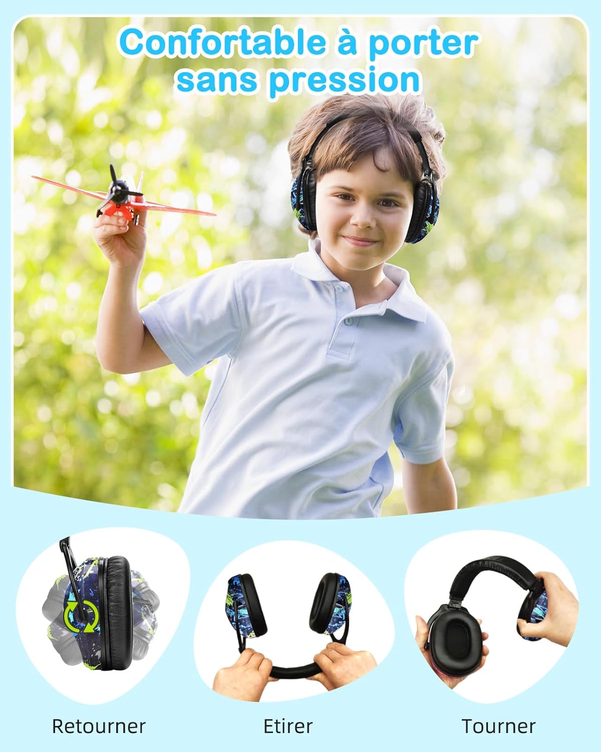 Thumbnail 6 de ZOHAN 030 casque anti-bruit enfant pliable et réglable, SNR 25 dB