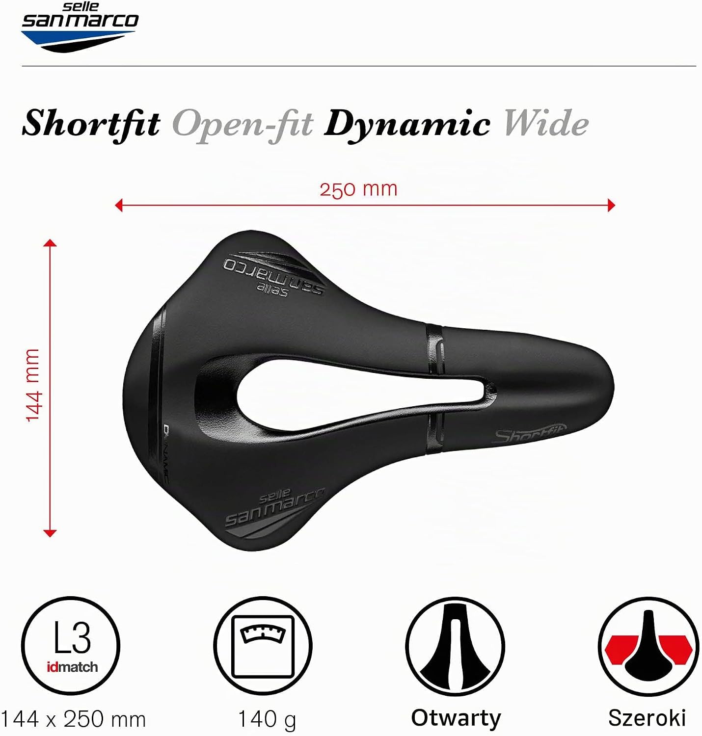 Detalle 2 de Selle San Marco Shortfit Racing – siodełko rowerowe Open-Fit z ramą Chromoly