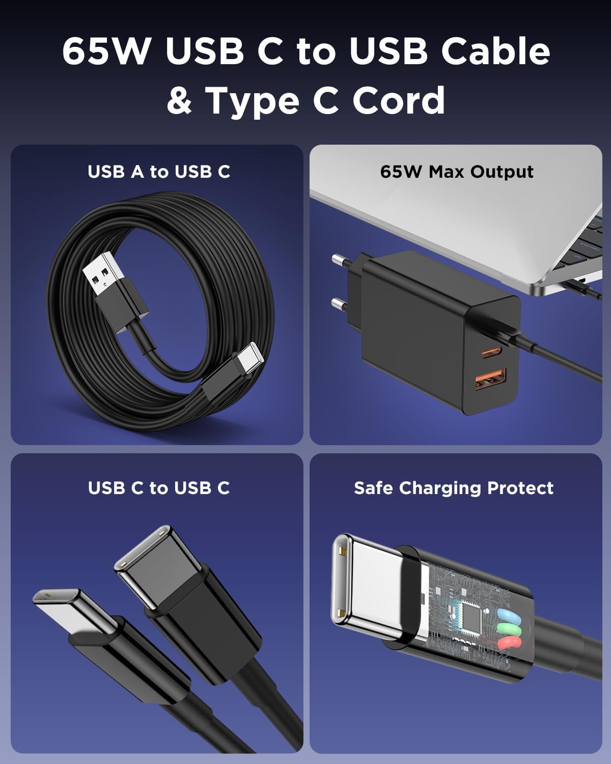 Thumbnail 6 de 65W USB‑C Ladegerät mit 3 Ports für Samsung Galaxy S26/S25 Ultra – Kompaktes Netzteil inklusive Kabel