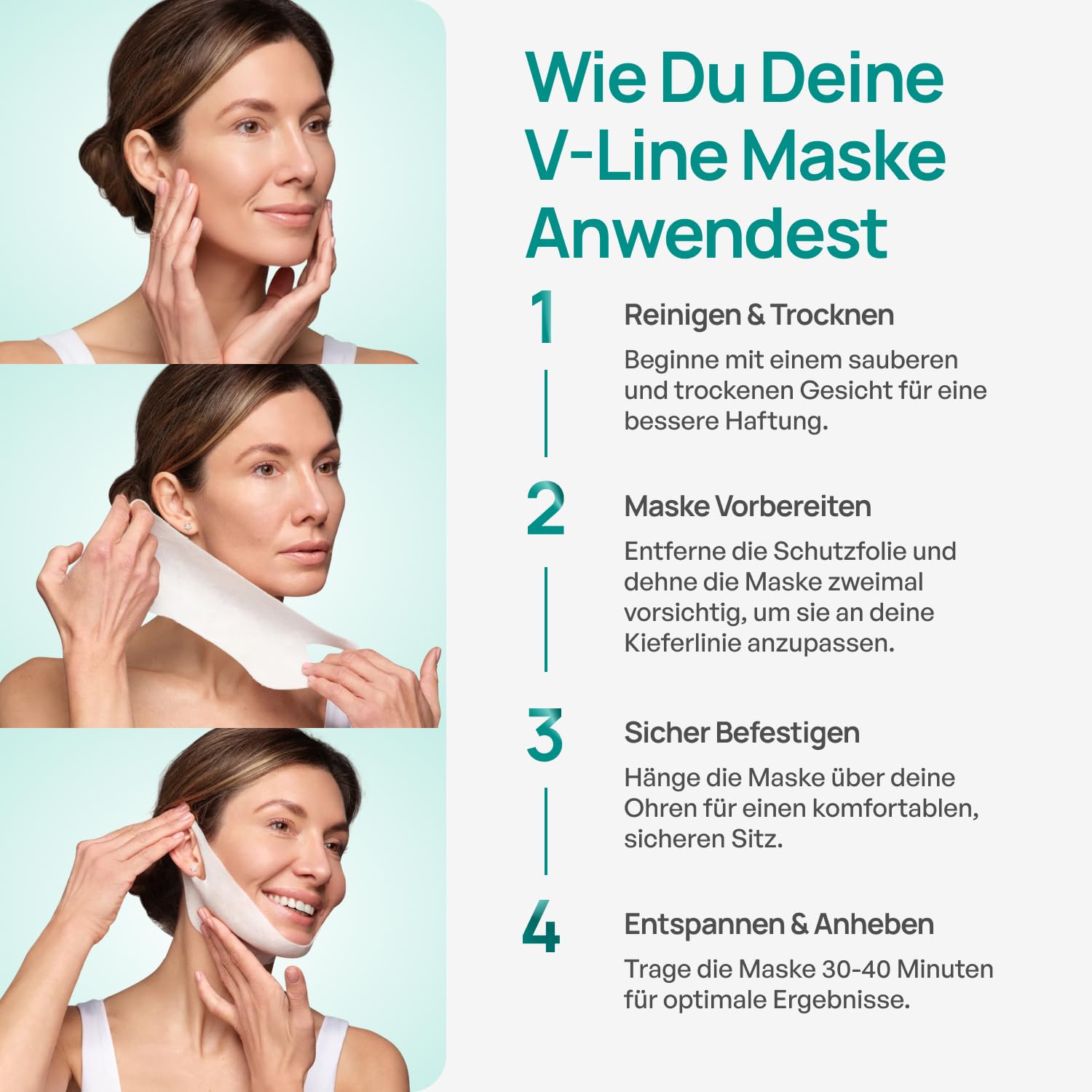 Detalle de Plantifique V-line Hyaluron Face Mask (10er Set) für V-Shape, Gesichtstape & Doppelkinn