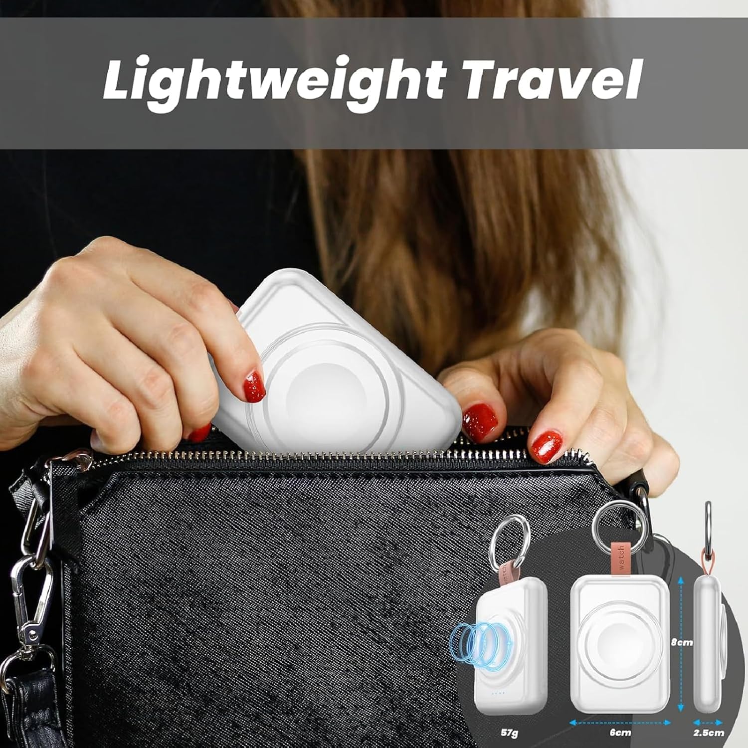 Thumbnail 6 de ACEQINGSE Portable Charger for Samsung Galaxy Watch 8 (Wireless Magnetic 1800mAh Power Bank, White)