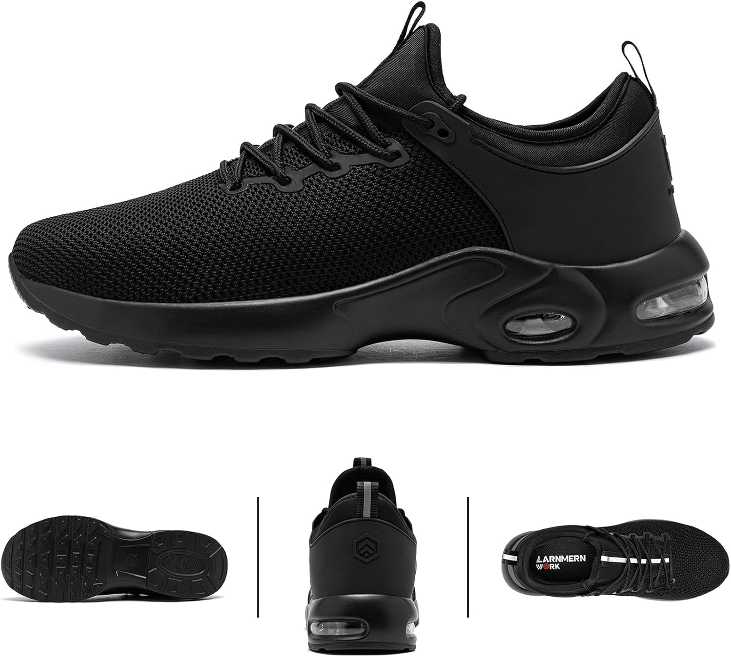 Detalle de LARNMERN Waterproof Safety Trainers with Steel Toe Cap – Cushioned Slip-On Work Shoes