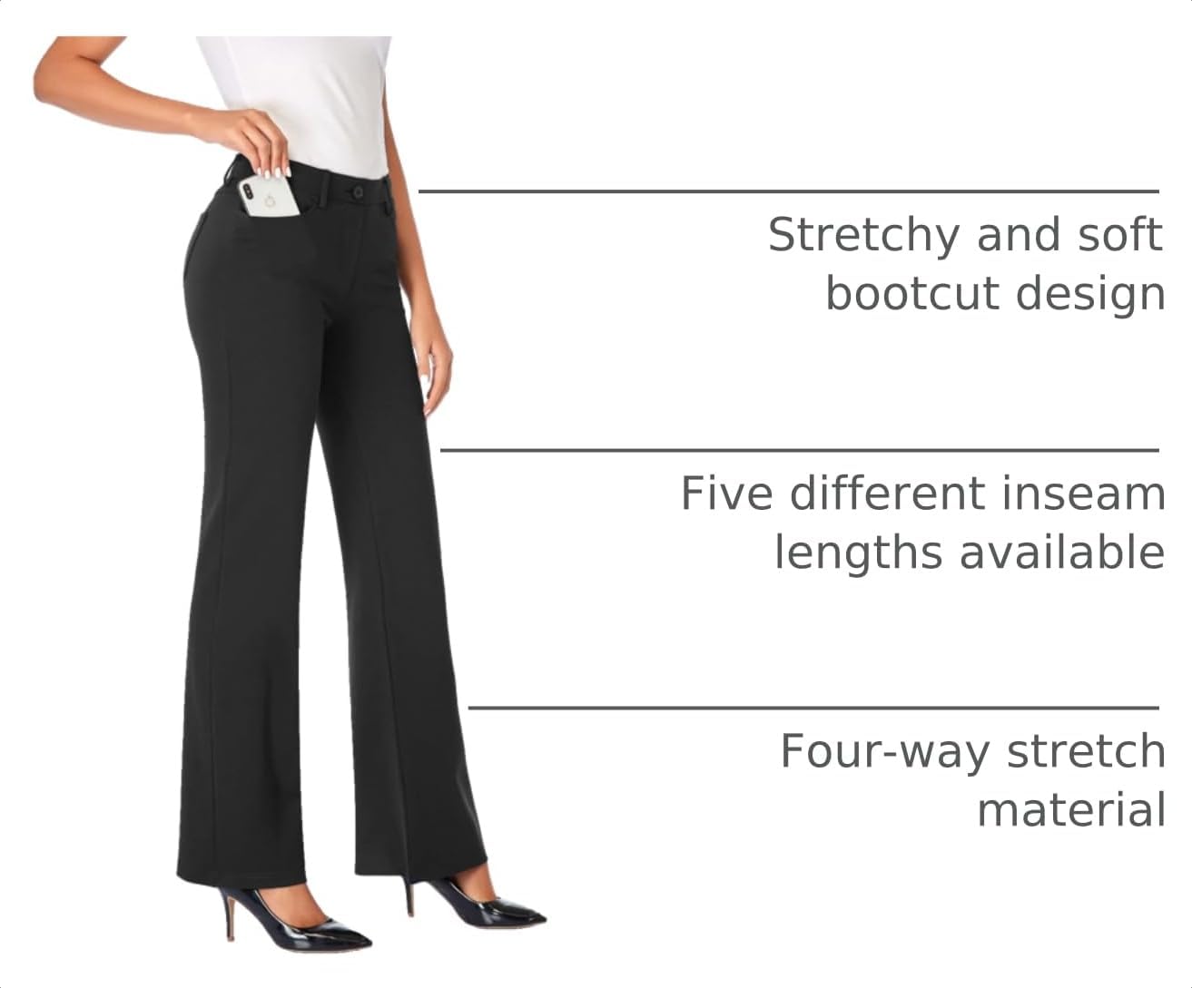Thumbnail 3 de Tapata Women's Stretchy Bootcut Pants 4 Inseams