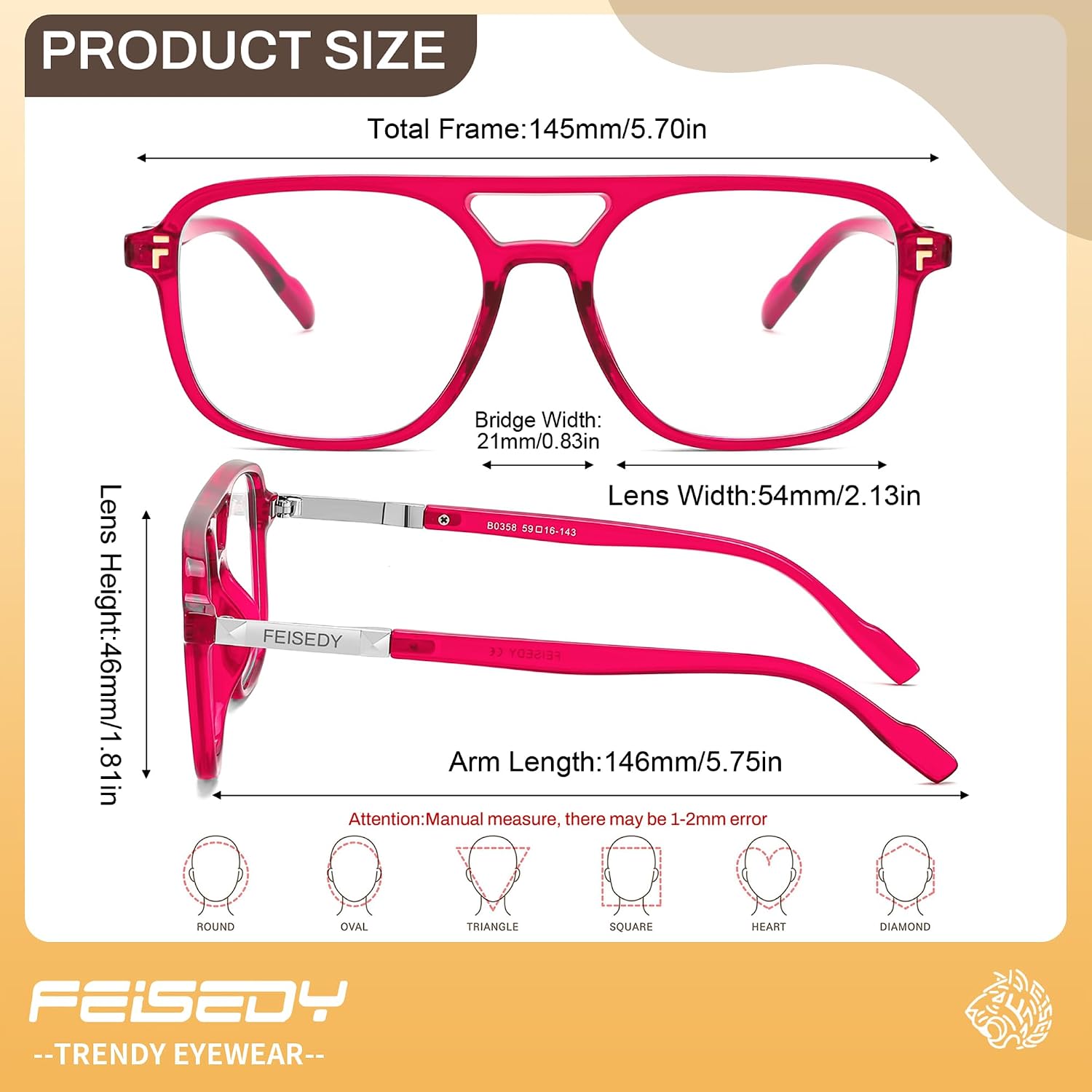 Detalle de FEISEDY Aviator Blue Light Glasses B0358