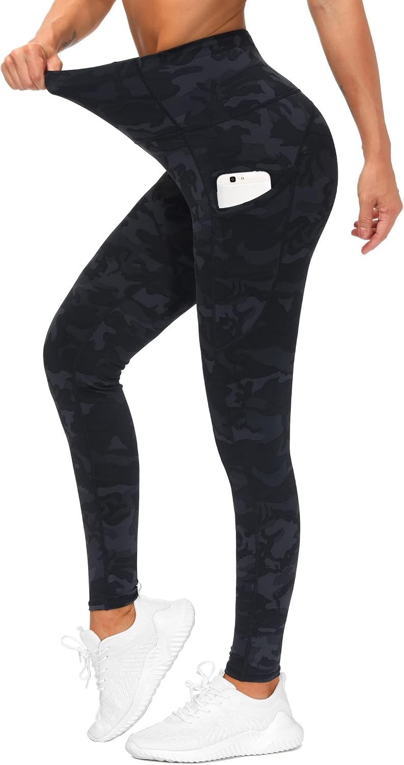 Detalle de THE GYM PEOPLE Thick High Waist Yoga Pants with Pockets (Tummy Control) for Women