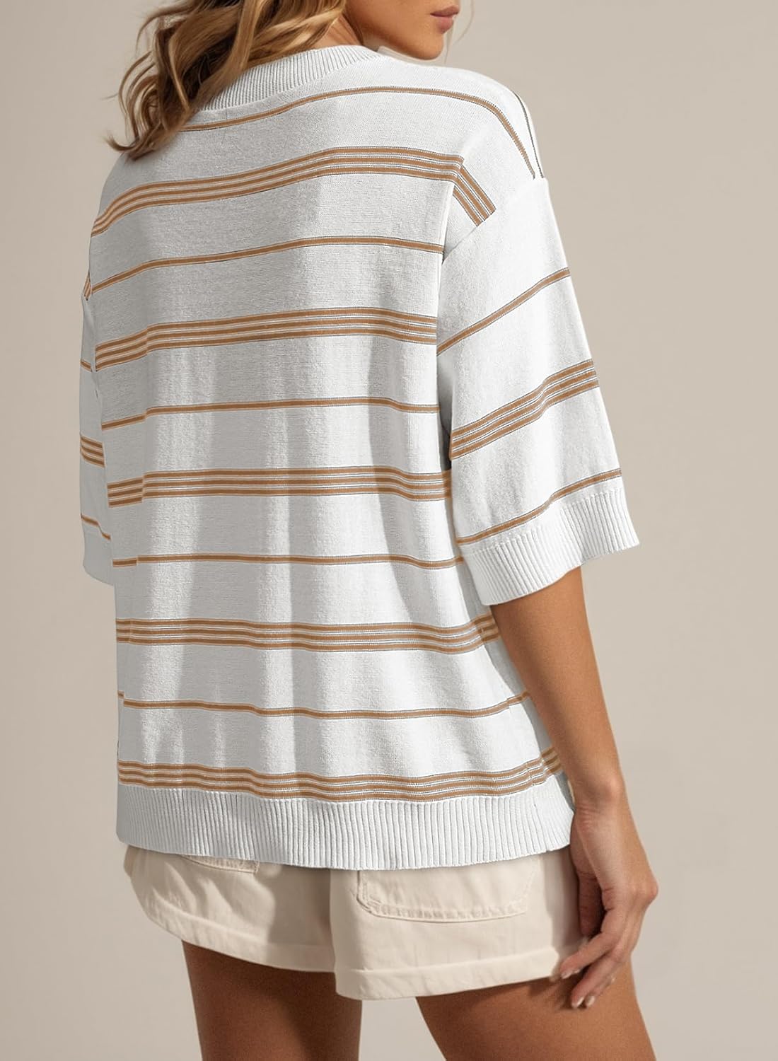 Thumbnail 1 de Dokotoo Womens Oversized Striped Crewneck Knit Sweater Top