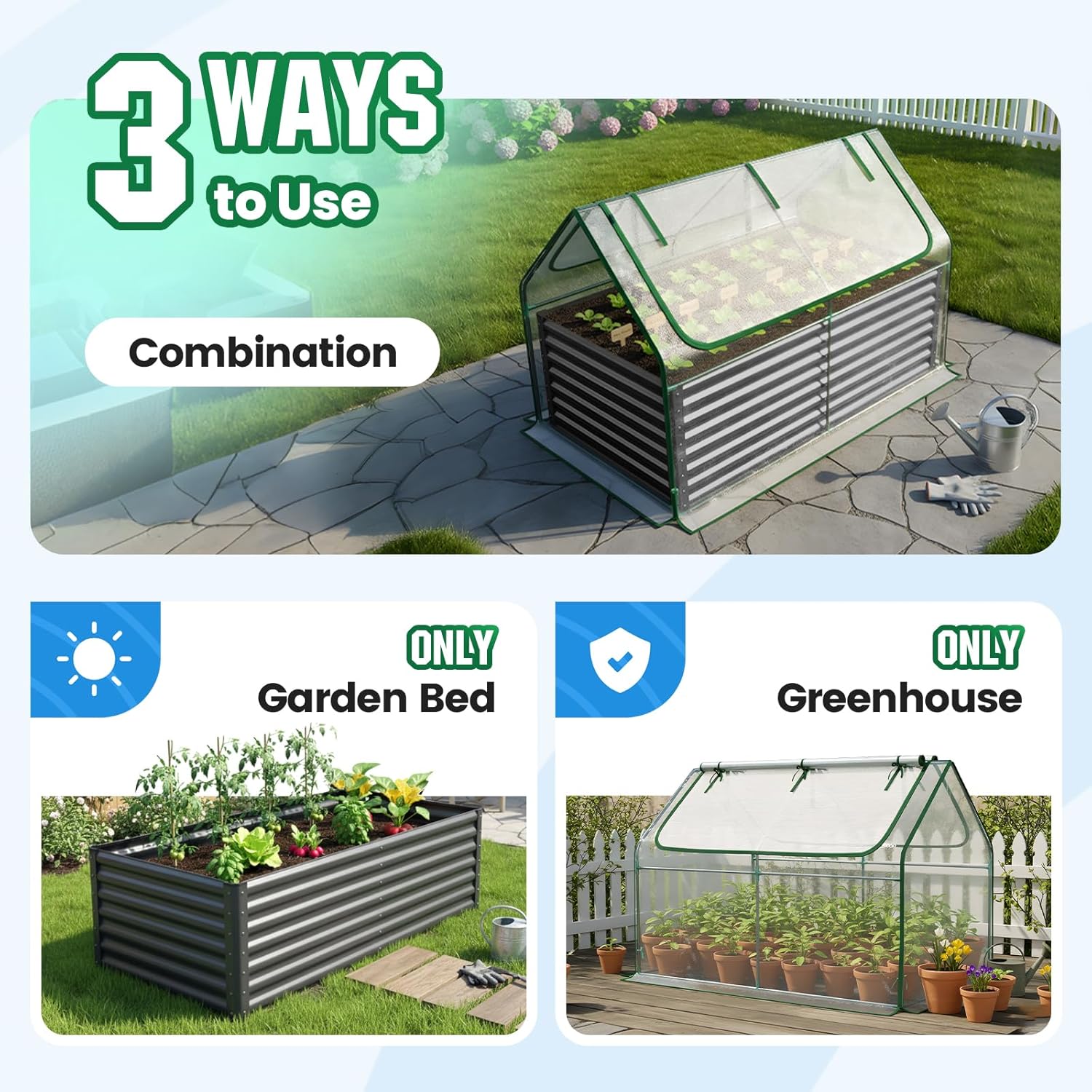 Thumbnail 1 de Quictent Raised Garden Bed Galvanized Raised Beds with Cover (6x3x2 ft)
