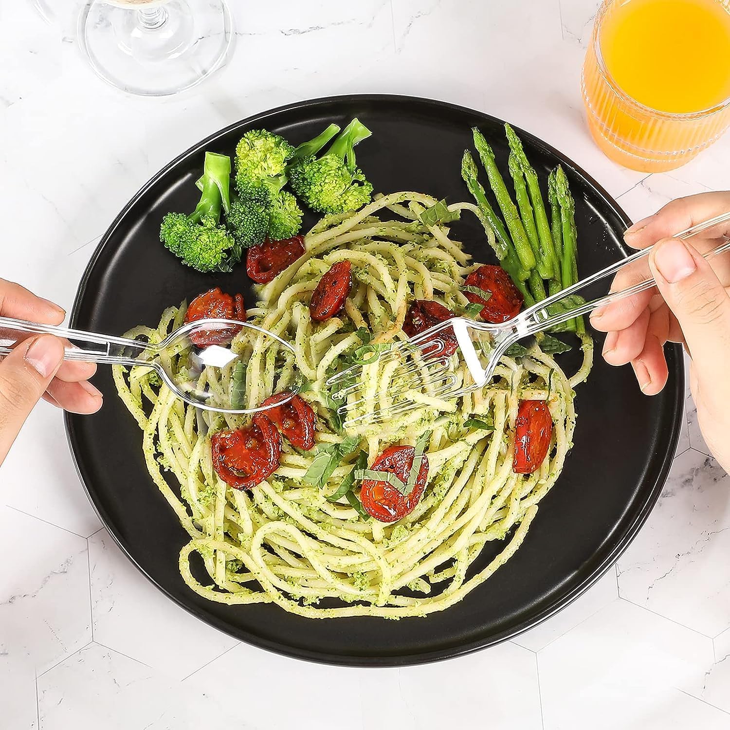 Thumbnail 3 de Clear Plastic Forks and Spoons Set 400 pcs 🍴