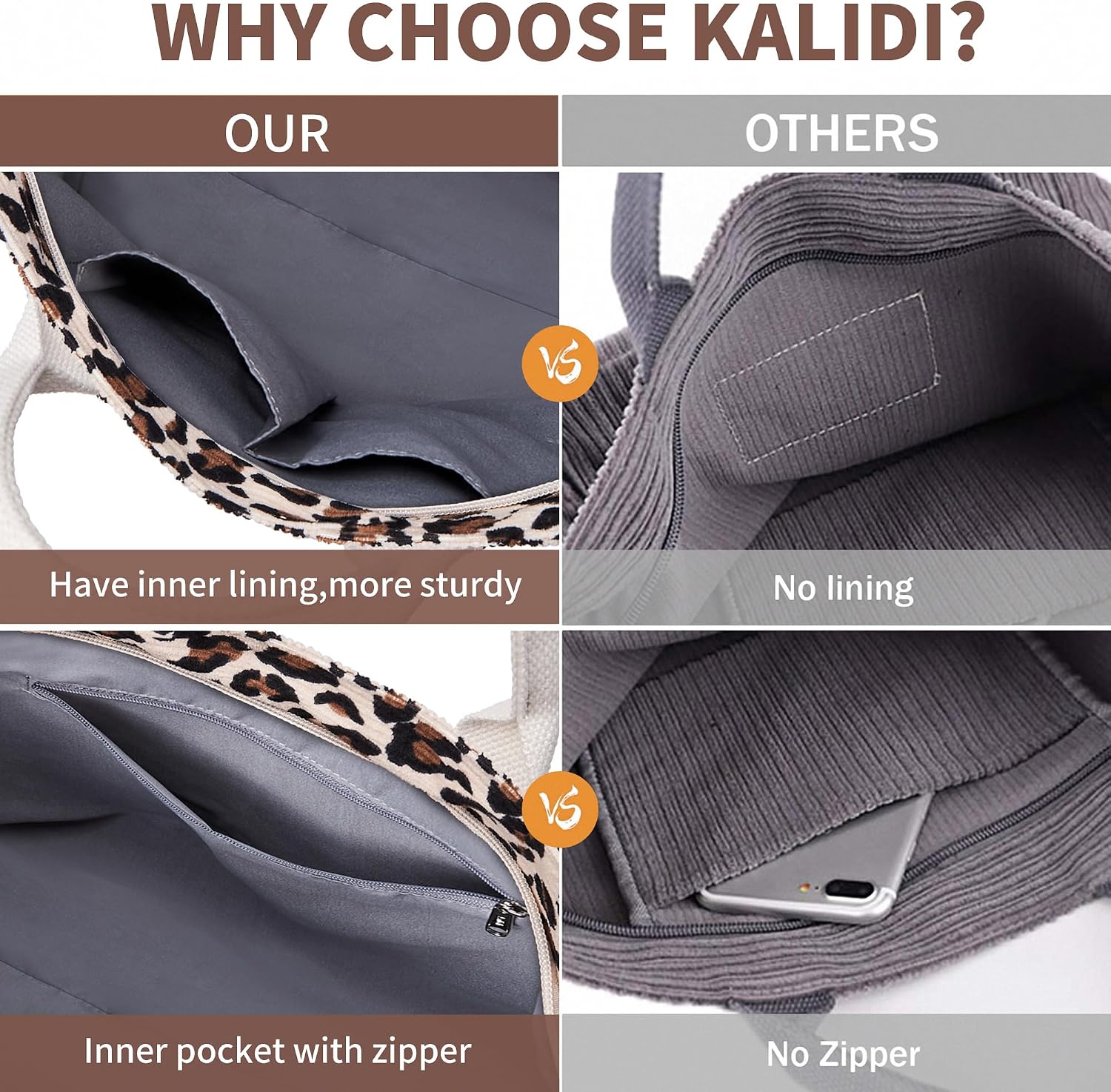 Thumbnail 6 de KALIDI Damen Canvas Shopper Handtasche als Schulter- und Umhängetasche für Alltag, Schule und Einkauf