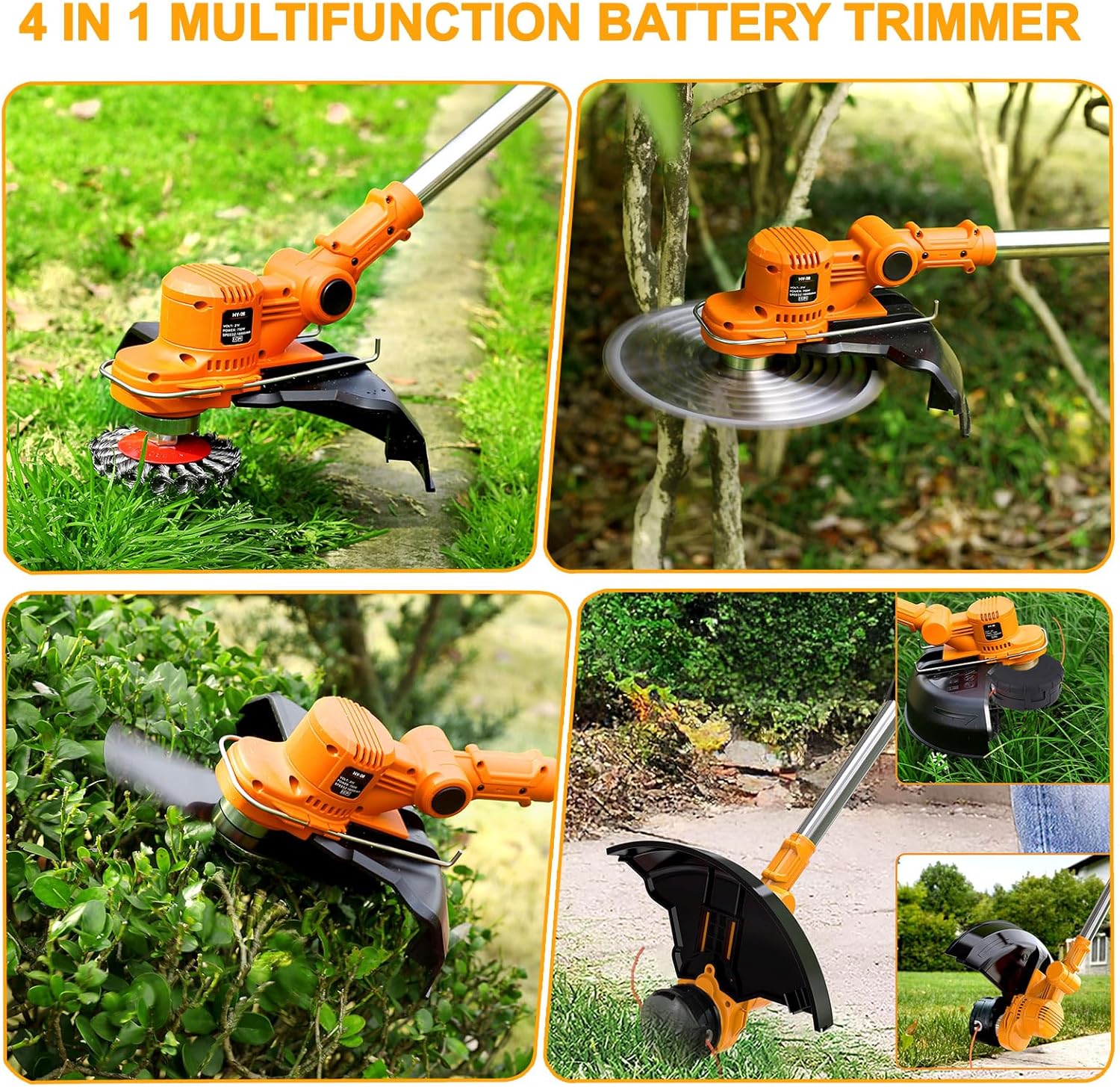 Thumbnail 6 de Decespugliatore a batteria 21V 4-in-1 con 2 Batterie 4,0Ah e Testa Girevole 90° – Orange