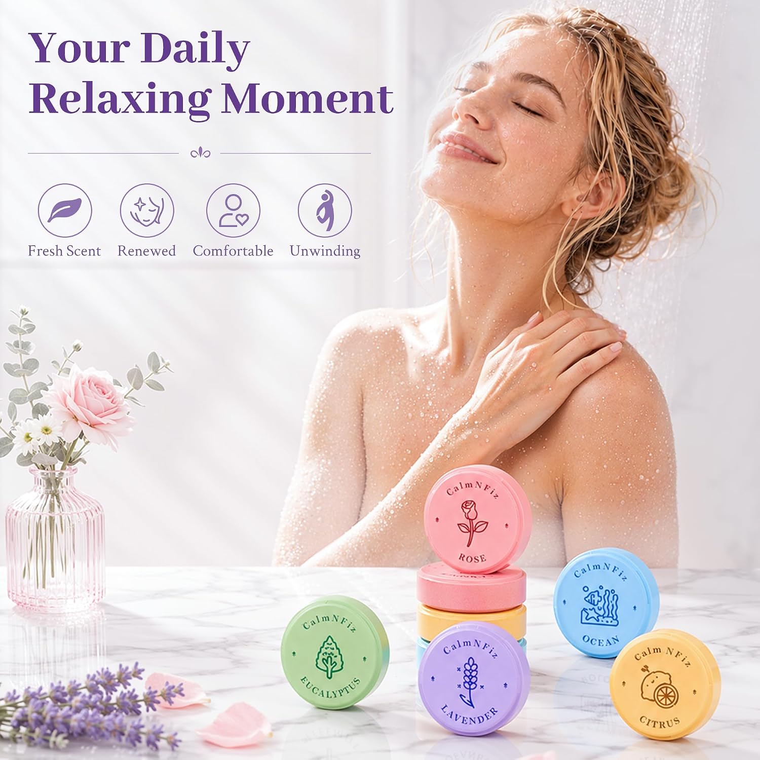 Detalle 2 de CalmNFiz Shower Steamers, 24-Piece Set