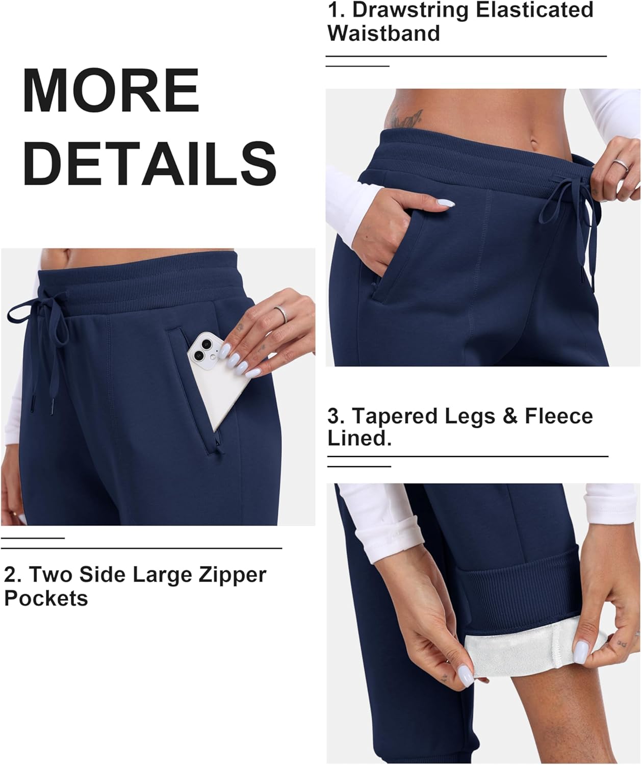 Thumbnail 3 de Pantalon cargo jogging femme MoFiz : chaud, respirant et imperméable avec poches zippées