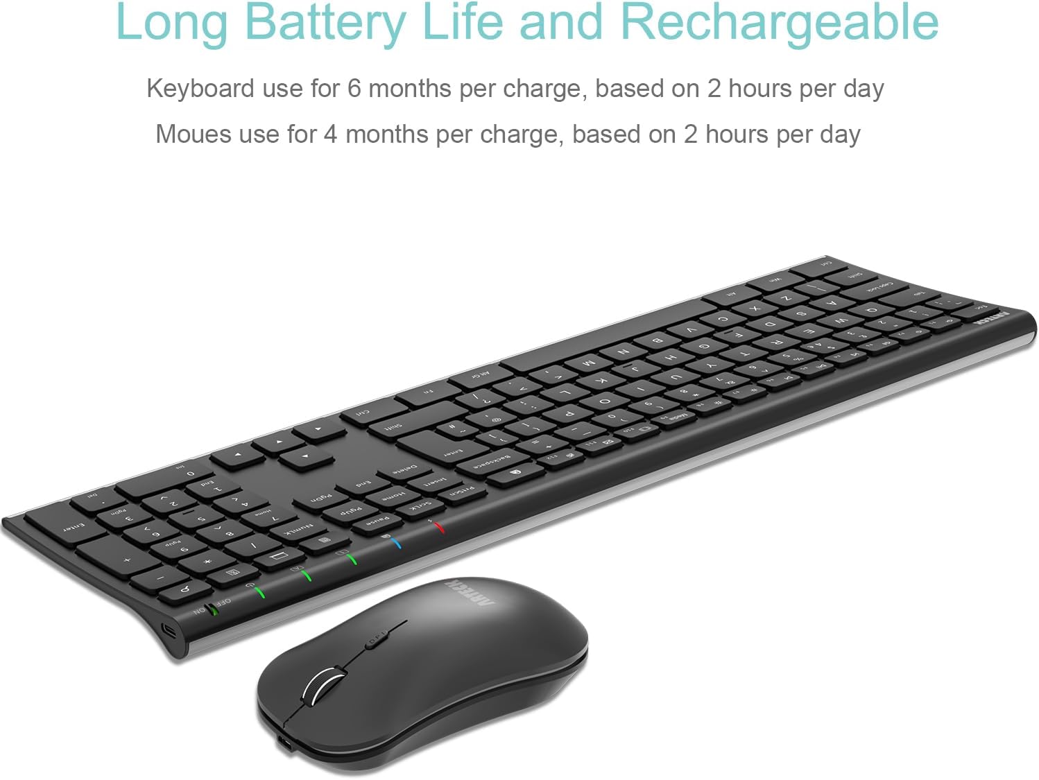 Detalle 1 de Arteck 2.4G Wireless Keyboard and Mouse combo Ergonomic mice