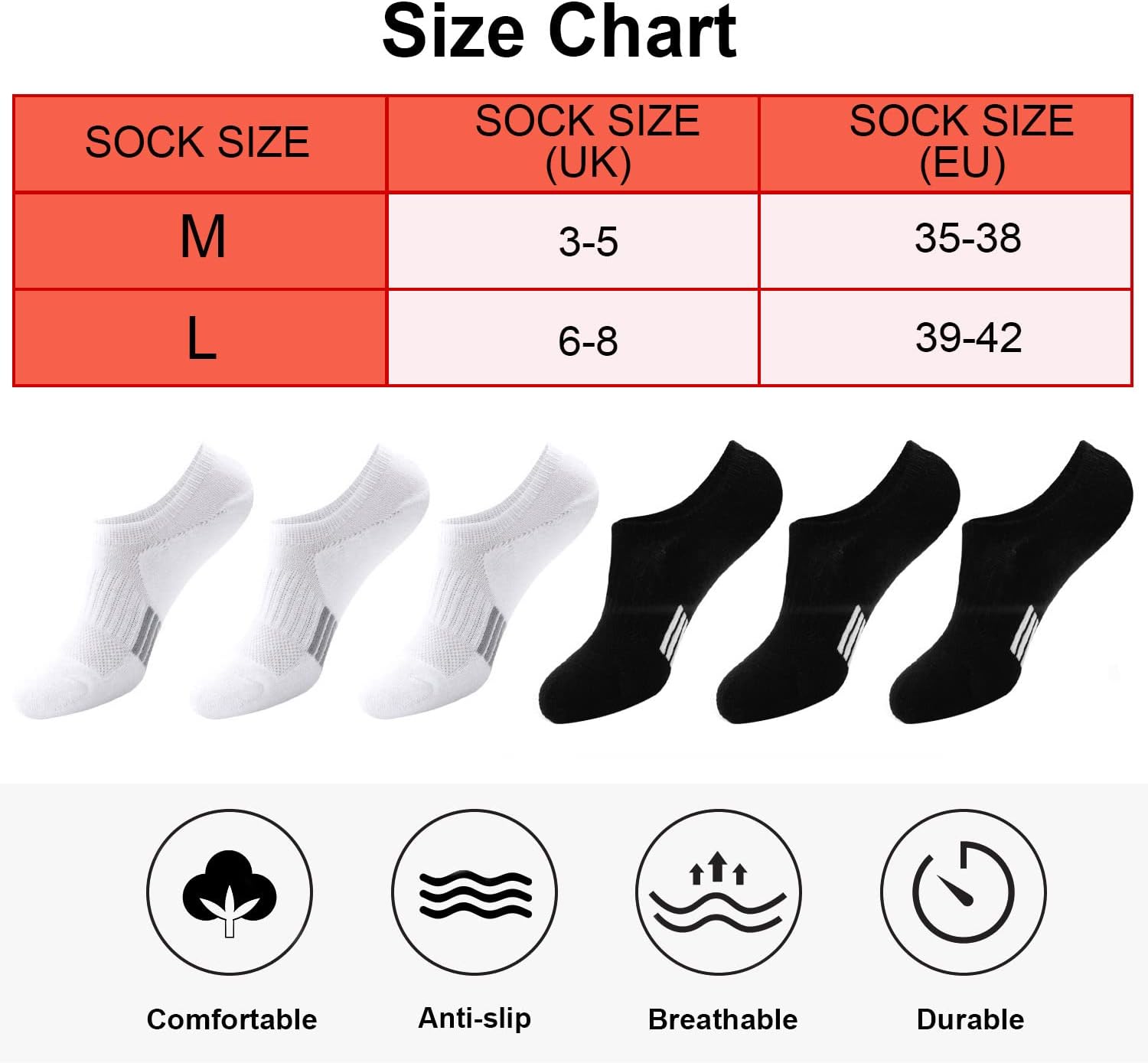 Thumbnail 4 de Blu Ninfee Trainer Ankle Socks for Women (6 Pairs) – Cushioned No Show Running & Gym Socks