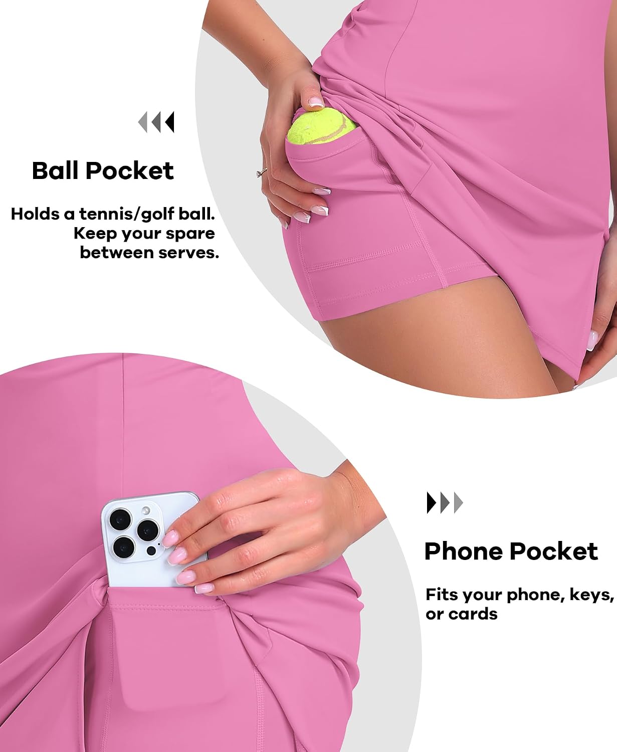 Detalle de JoyGirl Women's Tennis Dress with Built-In Shorts, Pockets and Square Neck