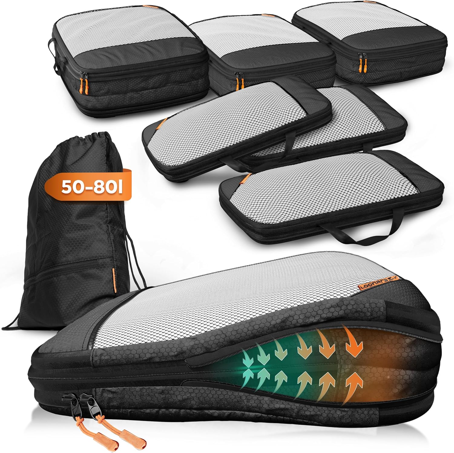 Detalle de Packing Cubes Kompressions-Set für Koffer und Rucksack