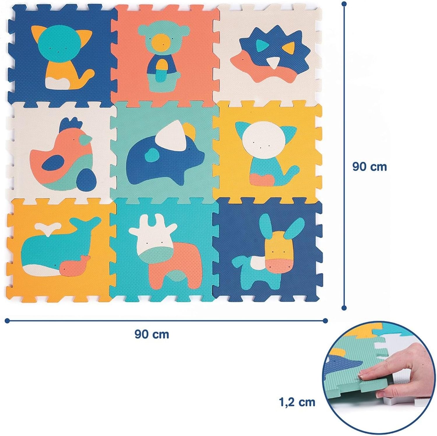 Detalle 2 de LUDI Ludi 9 piastrelle in schiuma con motivi animali (tappeto puzzle gigante) multicolore