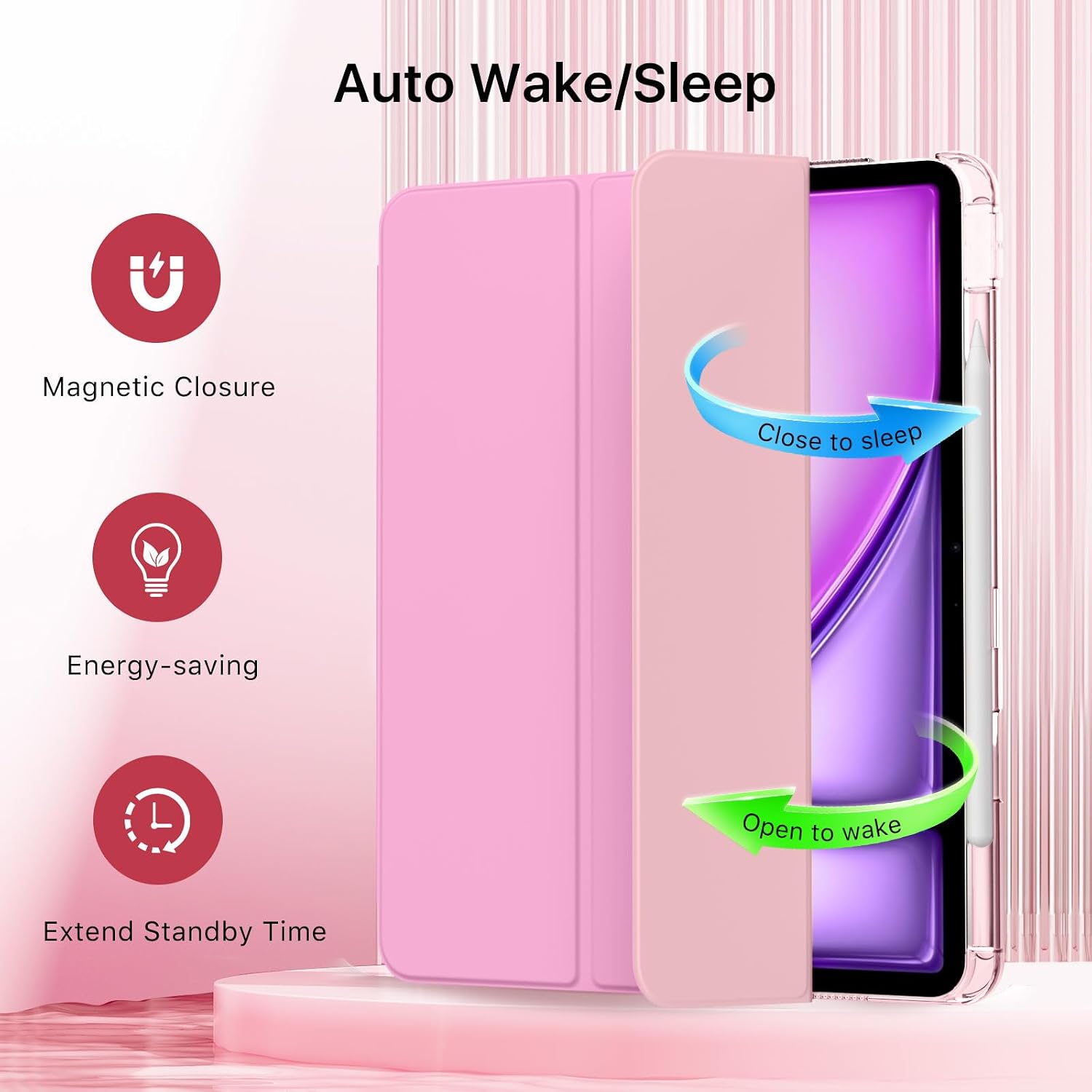 Thumbnail 4 de MoKo for iPad Air 13-Inch Case (M4/M3/M2) with Pencil Holder – Pink